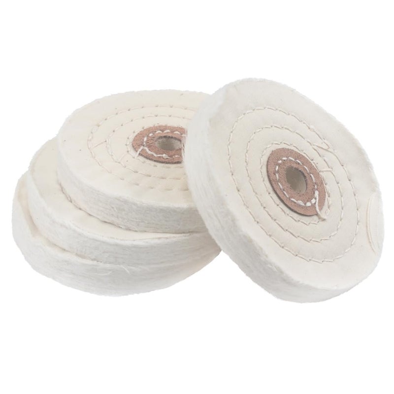 JUNLIXN 4'' Cotton Buffing Wheels, 4 Pcs 1/2'' Arbor Hole Abrasive Buffing Polishing Wheel for Jewelry, Jade, Aluminum. fits Bench Grinder, Die Grinder (White) - Image 4